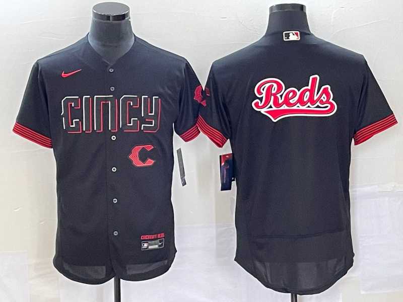 Men%27s Cincinnati Reds Blank Black 2023 City Connect Flex Base Stitched Jerseys